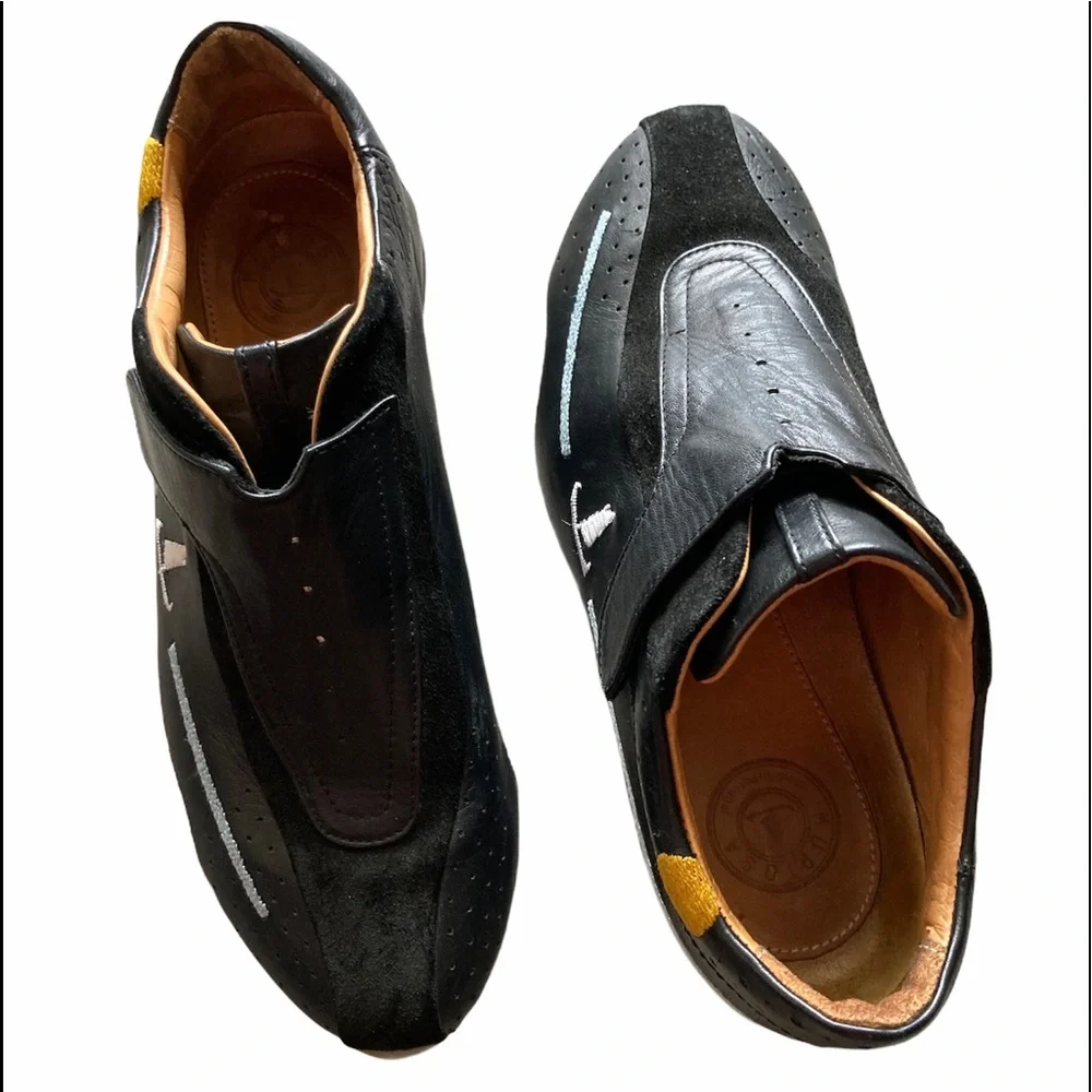 Murtosa Slip On Loafer Leather Shoe Velcro Close Rubber Sole Navy Size 37 US 6.5